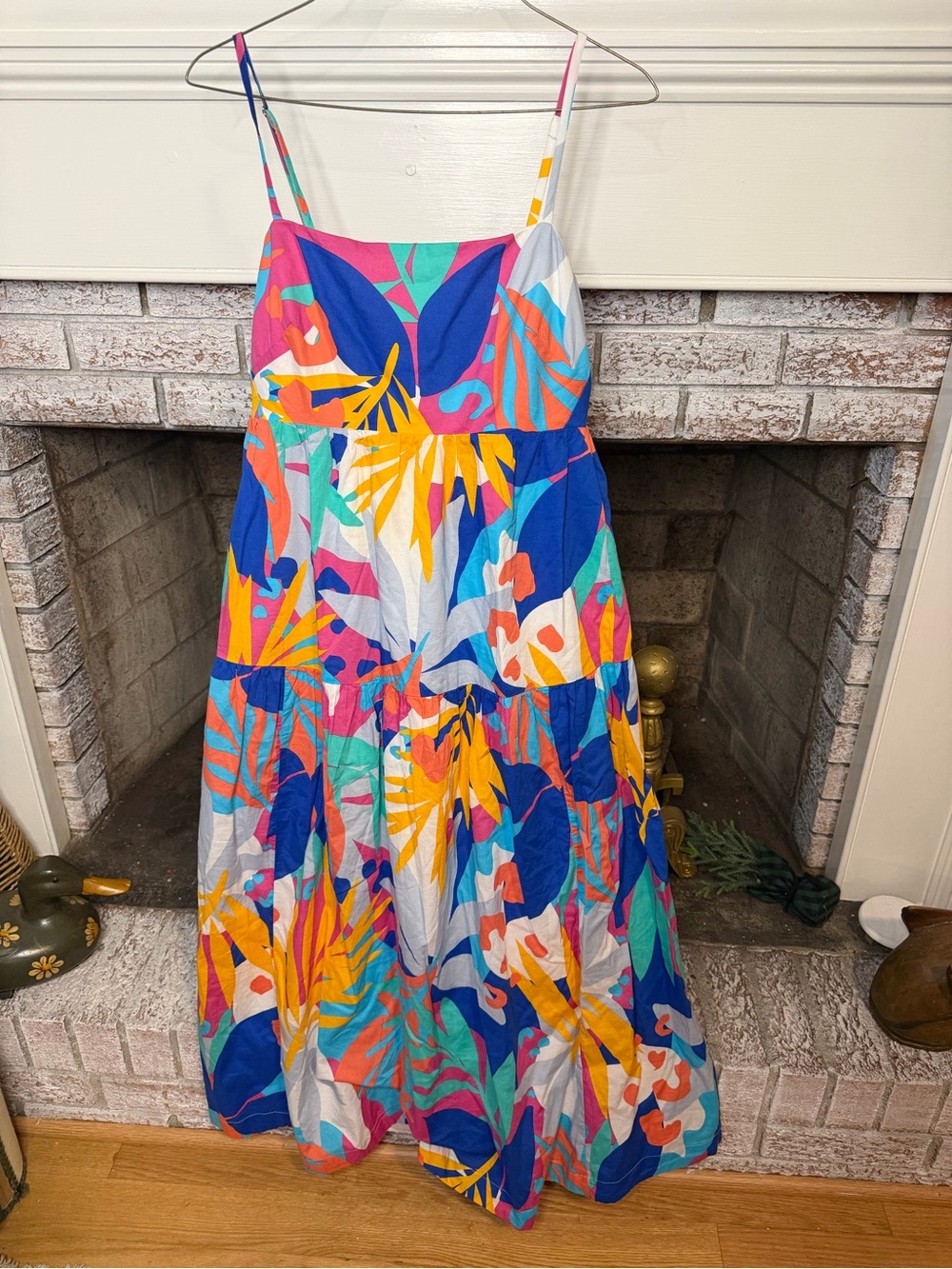 J. Crew Multicolor Tiered Floral Maxi Sun Dress with Pink and Blue Accents